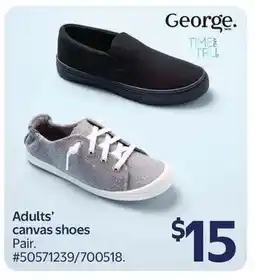 Walmart George. Adults' canvas shoes offer