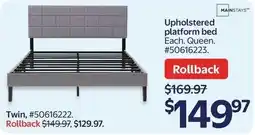 Walmart Mainstays upholstered platform bed offer