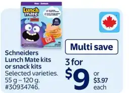 Walmart Schneiders Lunch Mate kits or snack kits offer