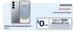Walmart Galaxy $25 postpaid phone‡ offer