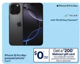 Walmart Iphone 16 Pro Max Postpaid Phone offer