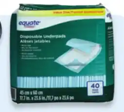 Walmart Equate disposable underpads 40-pack offer