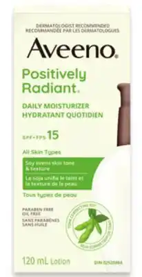 Walmart Aveeno Positively Radiant daily moisturizer SPF 15 120 mL offer