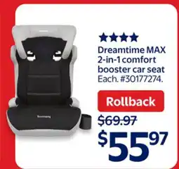 Walmart Dreamtime MAX 2-in-1 comfort booster car seat offer