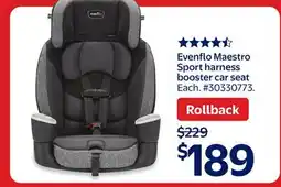 Walmart Evenflo Maestro Sport Harness Booster Car Seat offer