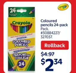 Walmart Coloured pencils 24-pack offer