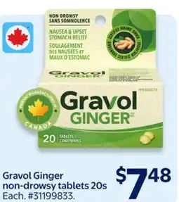 Walmart Gravol Ginger non-drowsy tablets 20s offer