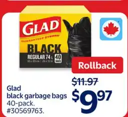 Walmart Glad Black Garbage Bags offer