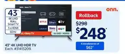 Walmart 43 4K UHD HDR TV offer