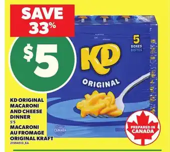 Independent Grocer KD ORIGINAL MACARONI AND CHEESE DINNER, 5'S offer