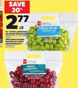 Independent Grocer PC EXTRA LARGE RED OR GREEN SEEDLESS GRAPES offer