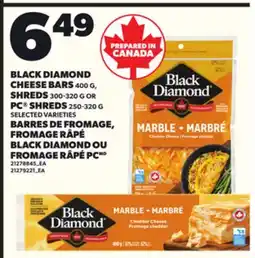 Independent Grocer BLACK DIAMOND CHEESE BARS, 400 G, SHREDS 300-320 G OR PC SHREDS, 250-320 G offer