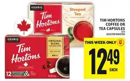 Food Basics TIMHORTONS COFFEE OR TEA CAPSULES offer