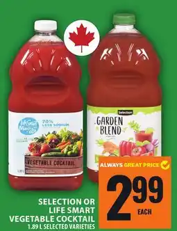 Food Basics SELECTION OR LIFE SMART VEGETABLE COCKTAIL offer