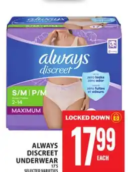 Food Basics ALWAYS DISCREET UNDERWEAR offer