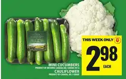 Food Basics MINI CUCUMBERS OR CAULIFLOWER offer