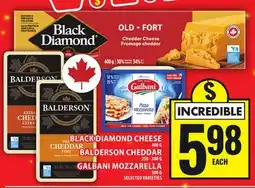 Food Basics BLACKDIAMOND CHEESE OR BALDERSON CHEDDAR OR GALBANI MOZZARELLA offer