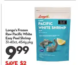 Longo's Longo's Frozen Raw Pacific White Easy Peel Shrimp offer