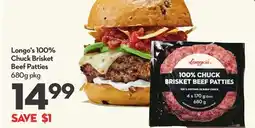 Longo's Longo's 100% Chuck Brisket Beef Patties offer