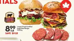 Longo's Fresh Certified Angus Beef Burger offer