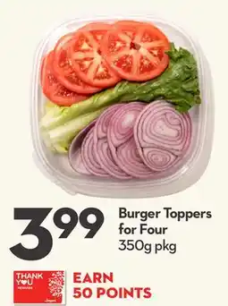 Longo's Burger Toppers for Four offer