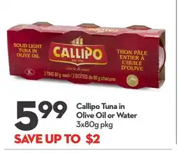 Longo's Callipo Tuna in Olive Oil or Water offer