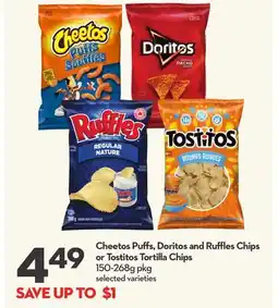 Longo's Cheetos Puffs, Doritos and Ruffles Chips or Tostitos Tortilla Chips offer