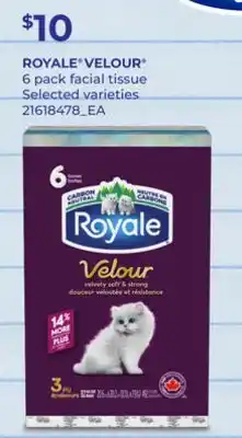 Loblaws ROYALE VELOUR 6 PACK FACIAL TISSUE offer