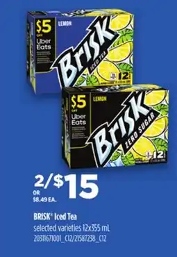Loblaws BRISK ICED TEA, 12x355 mL offer