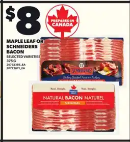 Loblaws MAPLE LEAF OR SCHNEIDERS BACON, 375 G offer
