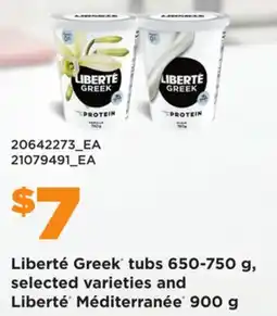 Loblaws LIBERTÉ GREEK TUBS, 650-750 G, LIBERTÉ MÉDITERRANÉE , 900 G offer