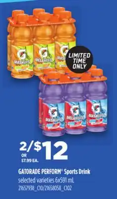 Loblaws GATORADE PERFORM SPORTS DRINK, 6x591 ML offer