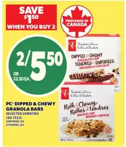 Loblaws PC DIPPED & CHEWY GRANOLA BARS, 120-170 G offer