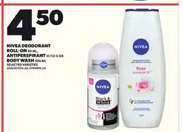 Loblaws NIVEA DEODORANT ROLL-ON, 50 ML, ANTIPERSPIRANT, 51/52 G OR BODY WASH, 500 ML offer
