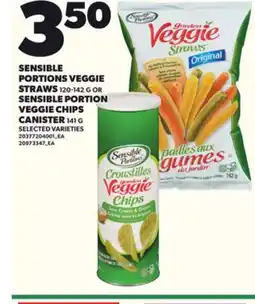 Loblaws SENSIBLE PORTIONS VEGGIE STRAWS, 120-142 G OR SENSIBLE PORTION VEGGIE CHIPS CANISTER, 141 G offer