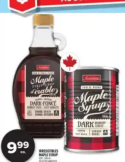 Metro IRRESISTIBLES MAPLE SYRUP offer
