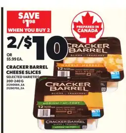 Loblaws CRACKER BARREL CHEESE SLICES, 200-240 G offer