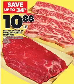 Loblaws BEEF FLANK STEAK OR KOREAN STYLE BEEF SHORT RIBS offer