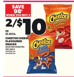 Loblaws CHEETOS CHEESE FLAVOURED SNACKS, 180-285 G offer
