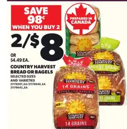 Loblaws COUNTRY HARVEST BREAD OR BAGELS offer