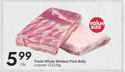 Sobeys Fresh Whole Skinless Pork Belly offer