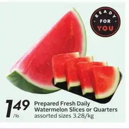 Sobeys Prepared Fresh Daily Watermelon Slices or Quarters offer