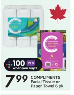 Sobeys COMPLIMENTS Facial Tissue or Paper Towel offer