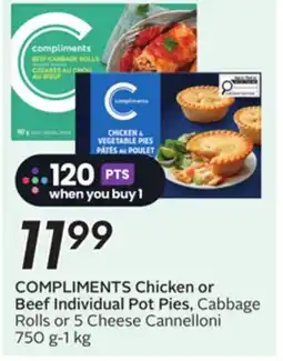 Sobeys COMPLIMENTS Chicken or Beef Individual Pot Pies offer
