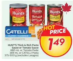 Sobeys HUNT'S Thick & Rich Pasta Sauce or Tomato Sauce offer