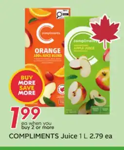 Sobeys COMPLIMENTS Juice offer