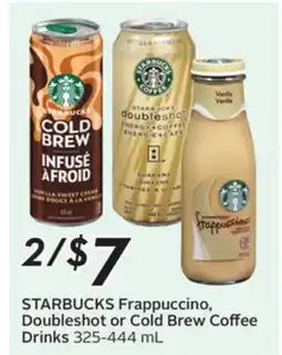Sobeys STARBUCKS Frappuccino, Doubleshot or Cold Brew Coffee Drinks offer