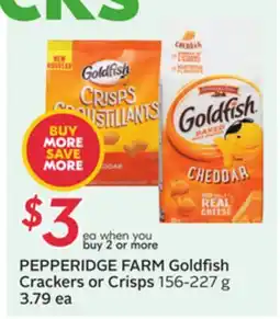 Sobeys PEPPERIDGE FARM Goldfish Crackers or Crisps offer