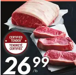 Sobeys STERLING SILVER Fresh Boneless Striploin Premium Oven Roast or Family Size Grilling Steaks offer