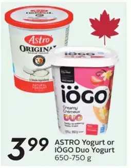 Sobeys ASTRO Yogurt or IÖGO Duo Yogurt offer